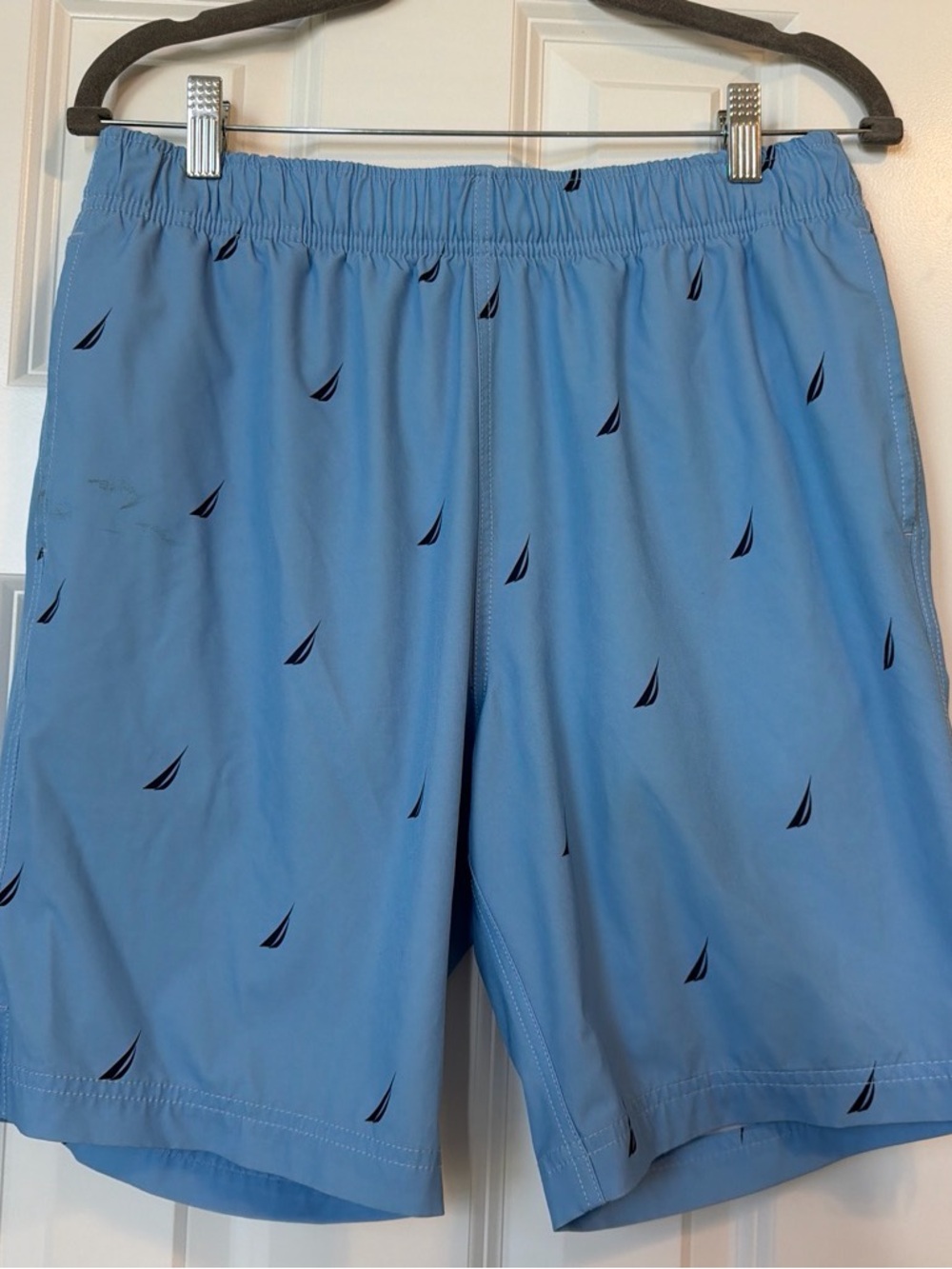 Nautica Light Blue Swim Trunks with Navy Sail Icons